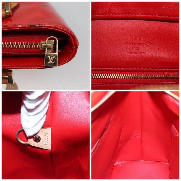 LOUIS VUITTON Monogram Vernis Houston Hand Bag Red M91092 LV Auth ep10400 - Picture 13 of 13